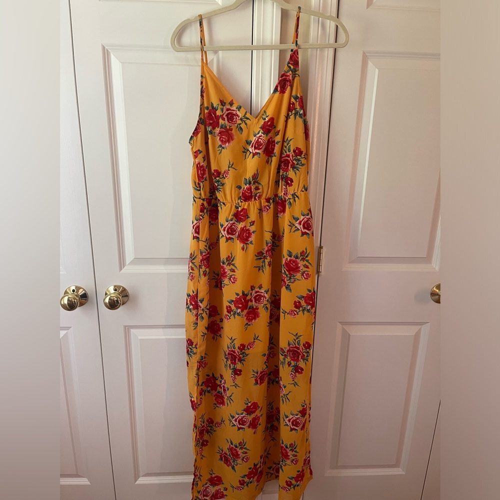 Summer & fall maxi dress - floral - yellow